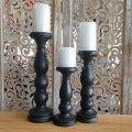 Oval Wooden Candle Holder- Medium