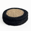 Seagrass/Jute Round Coaster set 4 Black/Natural