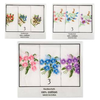Handkerchiefs Ladies 3 Assorted
