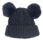 Beanie Navy Kids Pompom Ears Knit