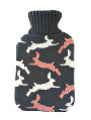 Knit Hot Water Bottle Cover Grey Rabbits