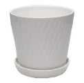 Ceramic White Pot w/Saucer 20.5x 19cm