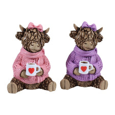 Highland Cow 11cm with Coffee