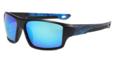 Pacific Style Maze Satin Black Blue Mirror Polarised