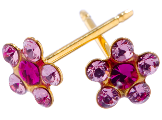 Glam Gold Daisy Light Rose and Fuchsia Crystal Earrings