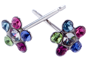 Glam Silver Daisy Multi Colour Crystals Earrings
