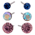 Glam Rhodium Mixed Crystals 3pr Earrings