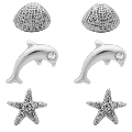 Glam Rhodium Shell+Dolphin+Starfish
