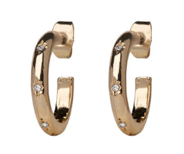 Euro Gold Hoop with Diamonds Earrings