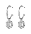 Euro Silver Hoop w Crystal Earrings