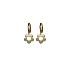 Euro Gold Flower Click Hoop Earrings
