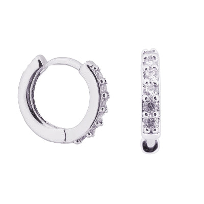 Euro 58661 Silver Huggie with Crystalls Twin Pack
