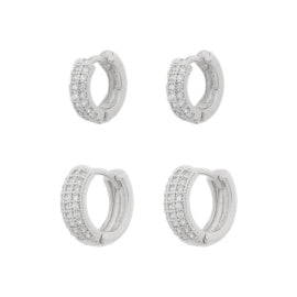 Glam 58671 Silver Thick Huggie Set