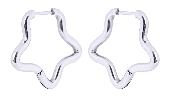 Glam Rhodium Star Click Hoop Sliver 1pr Earrings