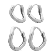 Euro Silver Hoop with Diamonds Earrings