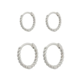 Glam 58851 Twist Huggie Set Silver