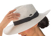 Fiona Wider Brim Fedora Ivory/Black