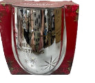 Merry Christmas Stemless Glass - Silver