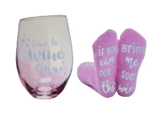 Time To Wine Glass & Socks