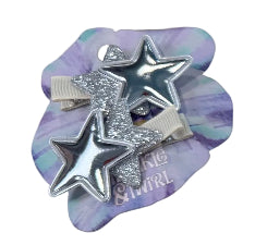 Twinkle & Twirl Star Slides Silver 2pc