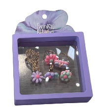 Twinkle & Twirl Flower Necklace & Ring Set Lilac
