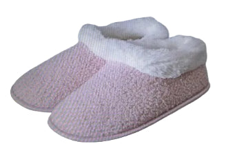 Women Slippers Pink w White Fur Small 7-8  Full Back