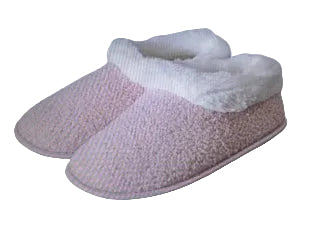 Womens Slippers Pink w White Fur Med 9-10 Full Back