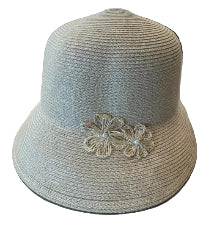 Hat Cloche with Flowers Natural