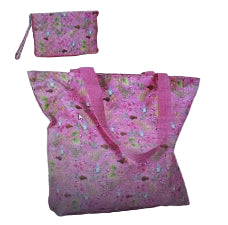 Parrs Bag Foldable with Zip Flowers Pink