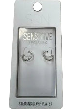 SQN Beaded Huggie 12mm EA Silver Earrings