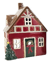 Tealight Xmas Red House