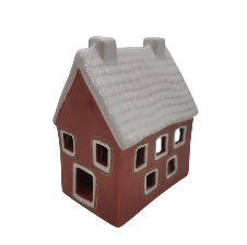 Ceramic Red & White Tealight House