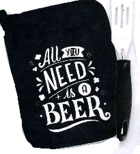 BBQ Set All I Need is a Beer 2pc
