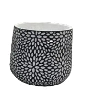 White Petals Black Planter Small