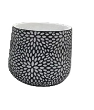 White Petals Black Planter Large