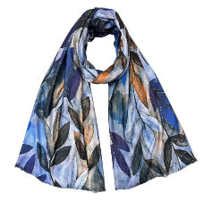 Blue Trail Leaves scarf