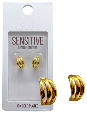 SQN 3 Ring Hoop Earrings Gold