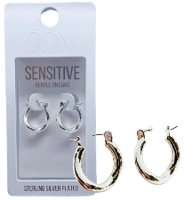 SQN Curved Hoop Silver Earrings