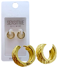 SQN Hammered Hoop EA Gold