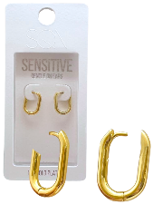 SQN Oblong Hoop Gold Earrings