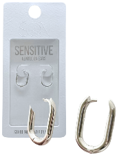 SQN Oblong Hoop Silver Earrings