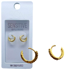 SQN Sleeper CZ Gold Earrings