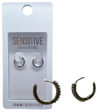 SQN Sleeper CZ Silver Earrings