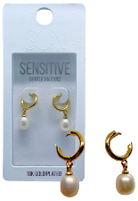 SQN Sleeper Pearl Earrings Gold