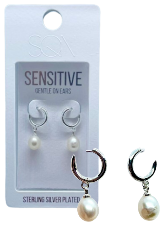 SQN Sleeper Pearl Silver Earrings