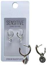 SQN Solitaire CZ Hoop Silver Earrings
