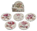 Floral Vases Coaster 6pc set
