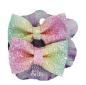 Twinkle & Twirl Glitter Bow Slides Rainbow 2pc