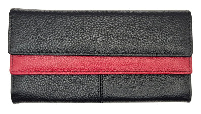 Zoes Ladies leather Wallet Black/Red