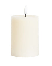 Classic LED Wax Pillar Candle Natural Small 7.5 x10cm